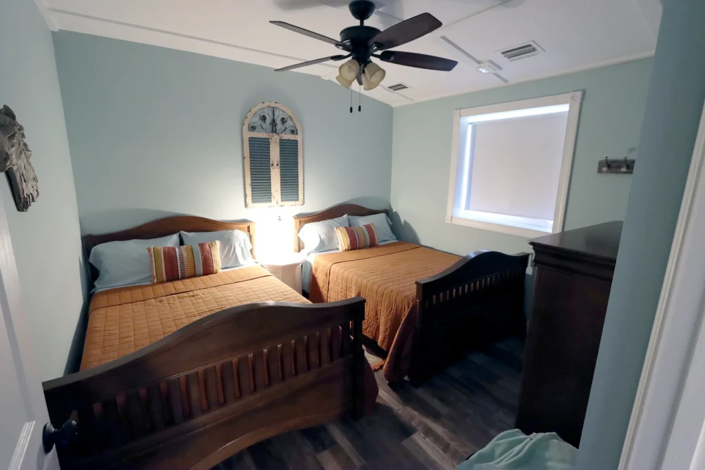 Second bedroom inside the bridal suite at Masters Stables wedding venue.